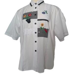 Koret Black and White Casual Button Down Shirt